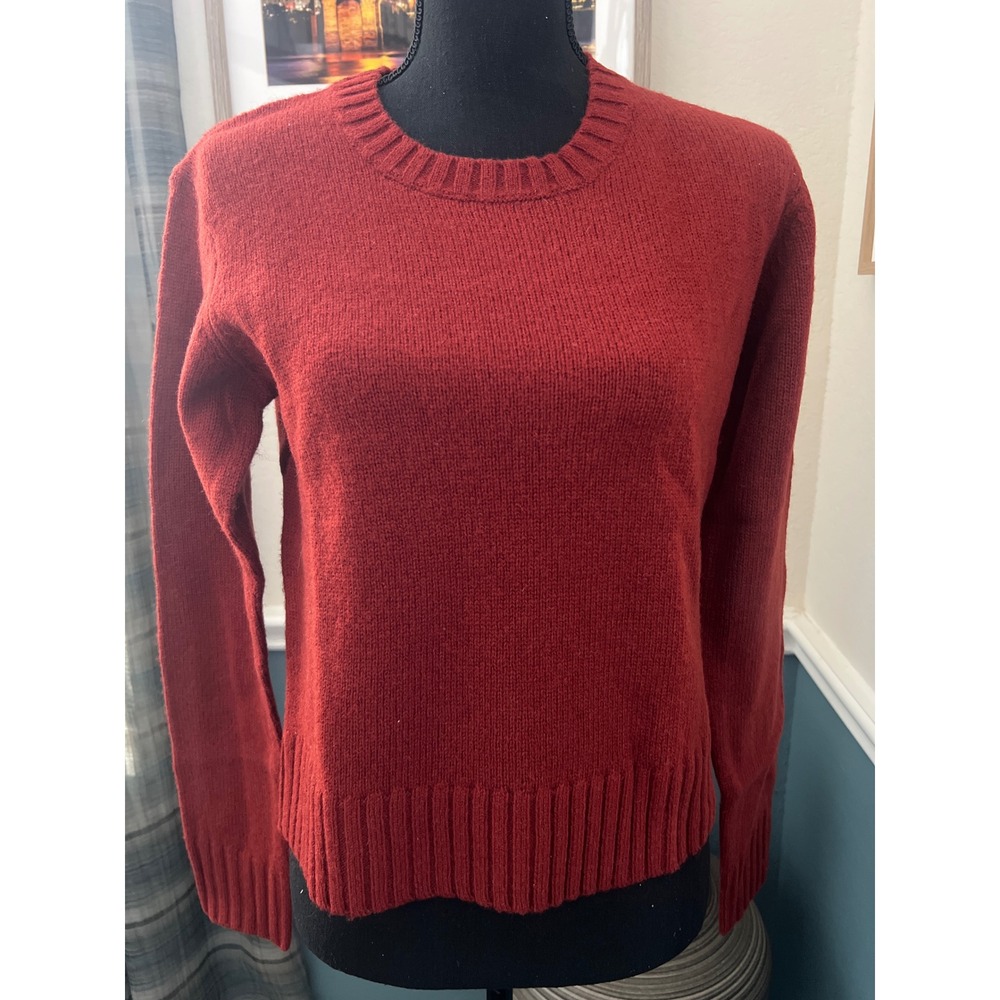 Pendleton Washable Shetland Wool Crewneck Sweater Rust Red XS